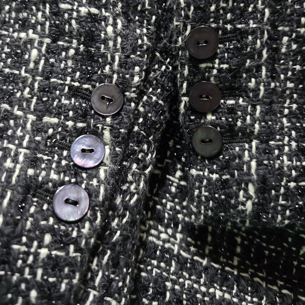NWT Nicola Made in Italy Black & White Tweed Blazer/Jacket w/ Metallic Threading - Picture 10 of 16